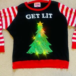Tipsy Elves Women’s Holiday Christmas Tree “Get Lit” Light Up LED Sweater XXL